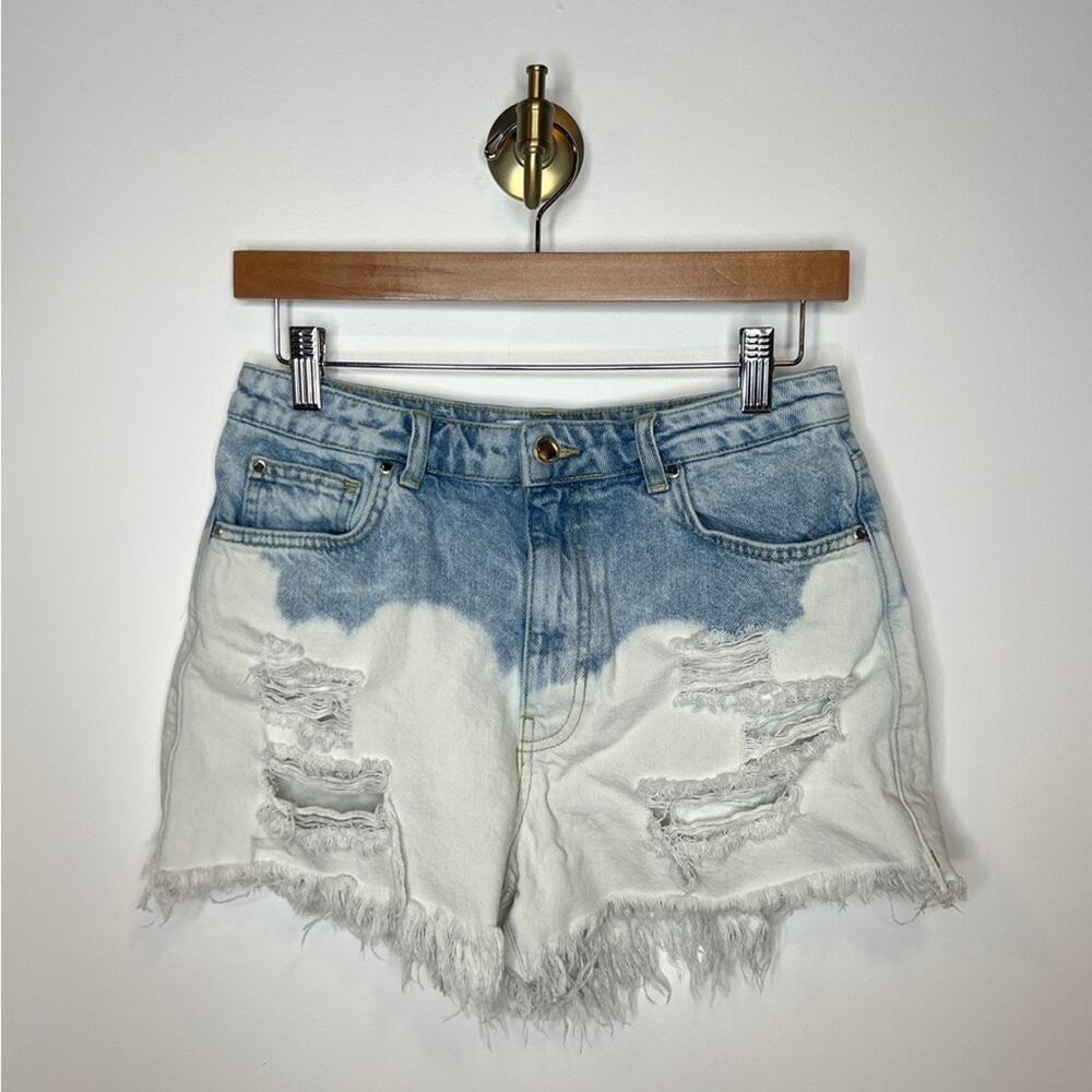 Zara Dip Dye Ombre Denim Cut Off Shorts